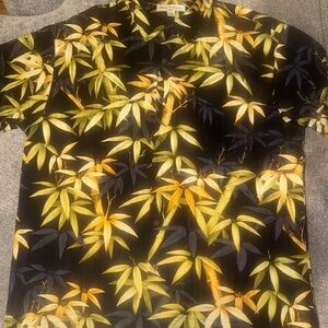 Tommy Bahama Black Short-Sleeve Bamboo Print Shirt